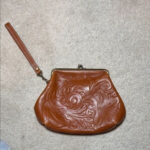 Patricia Nash Tan Embossed Wristlet
